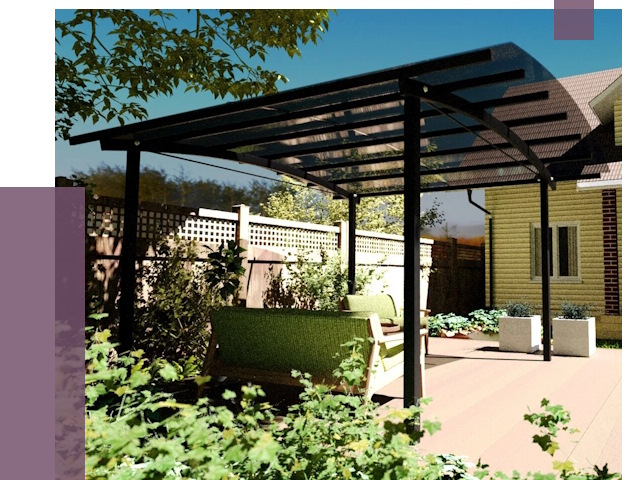 Навесы для террасы в Кинешме от 12886 руб. под ключ | ПРОЛЁТ-Кнш