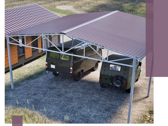 Двускатные навесы под ключ в Кинешме — изготовление и монтаж